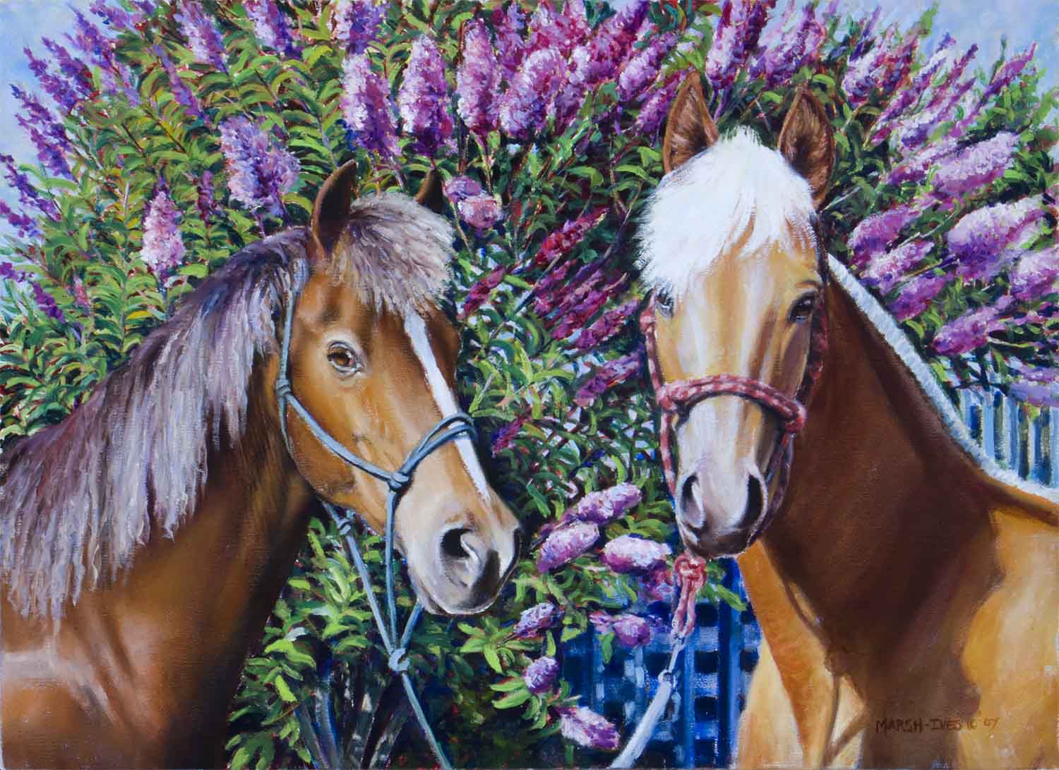 Lady and Jewel with Lilacs