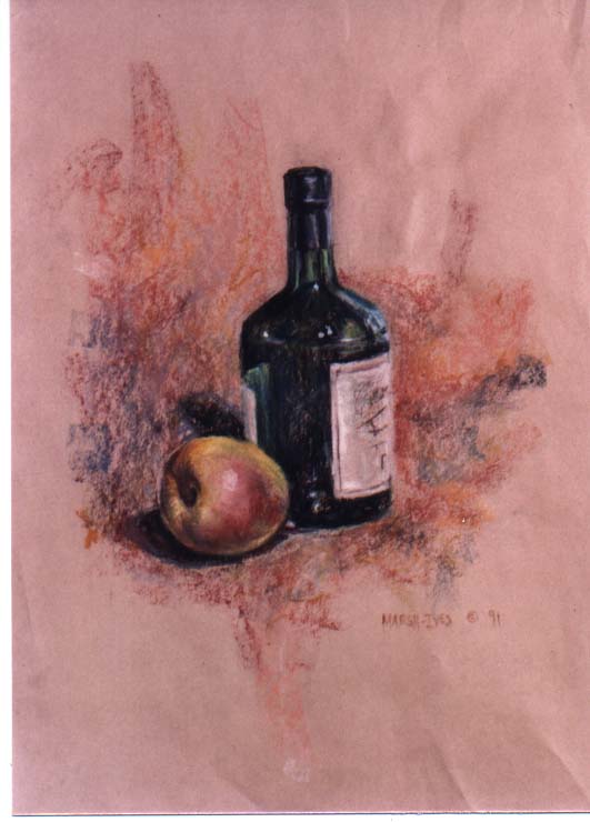 painting of Pear and Bottle