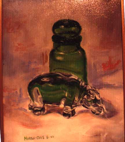 Baccarat crystal hippo & green bottle